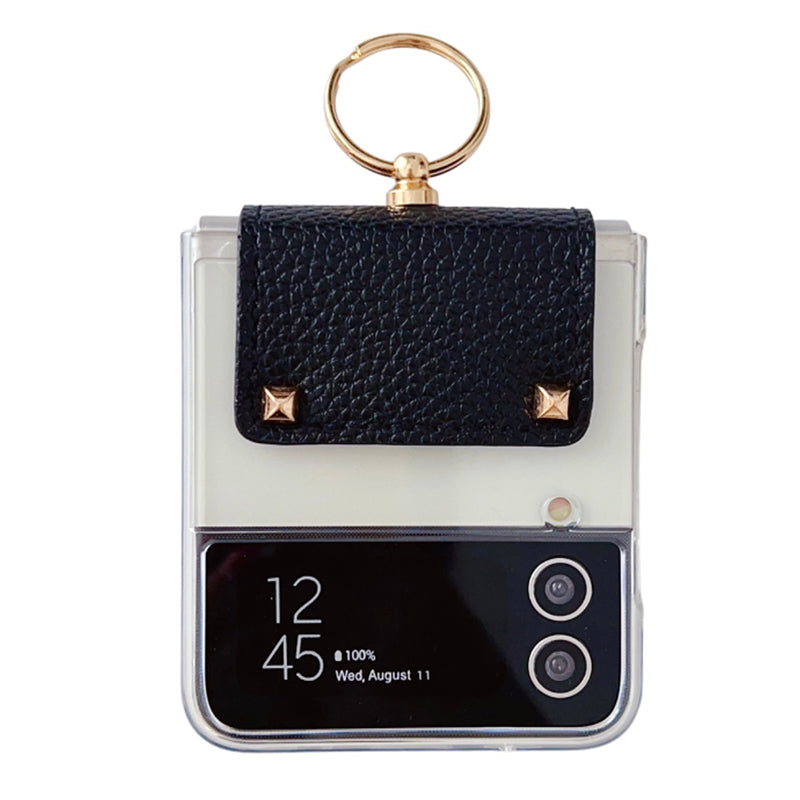 For Samsung Galaxy Z Flip4 5G Anti-Scratch PC Back Cover PU Leather Metal Ring Kickstand Phone Case For Samsung Galaxy Z Flip4 5G Anti-Scratch PC Back Cover PU Leather Metal Ring Kickstand Phone Case